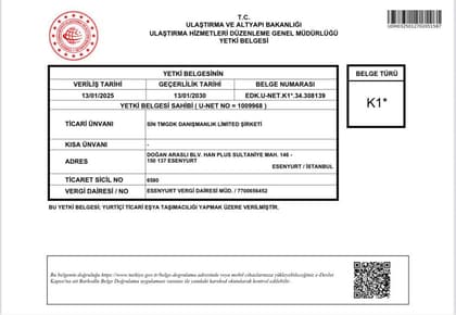 K1 yetki belgesi